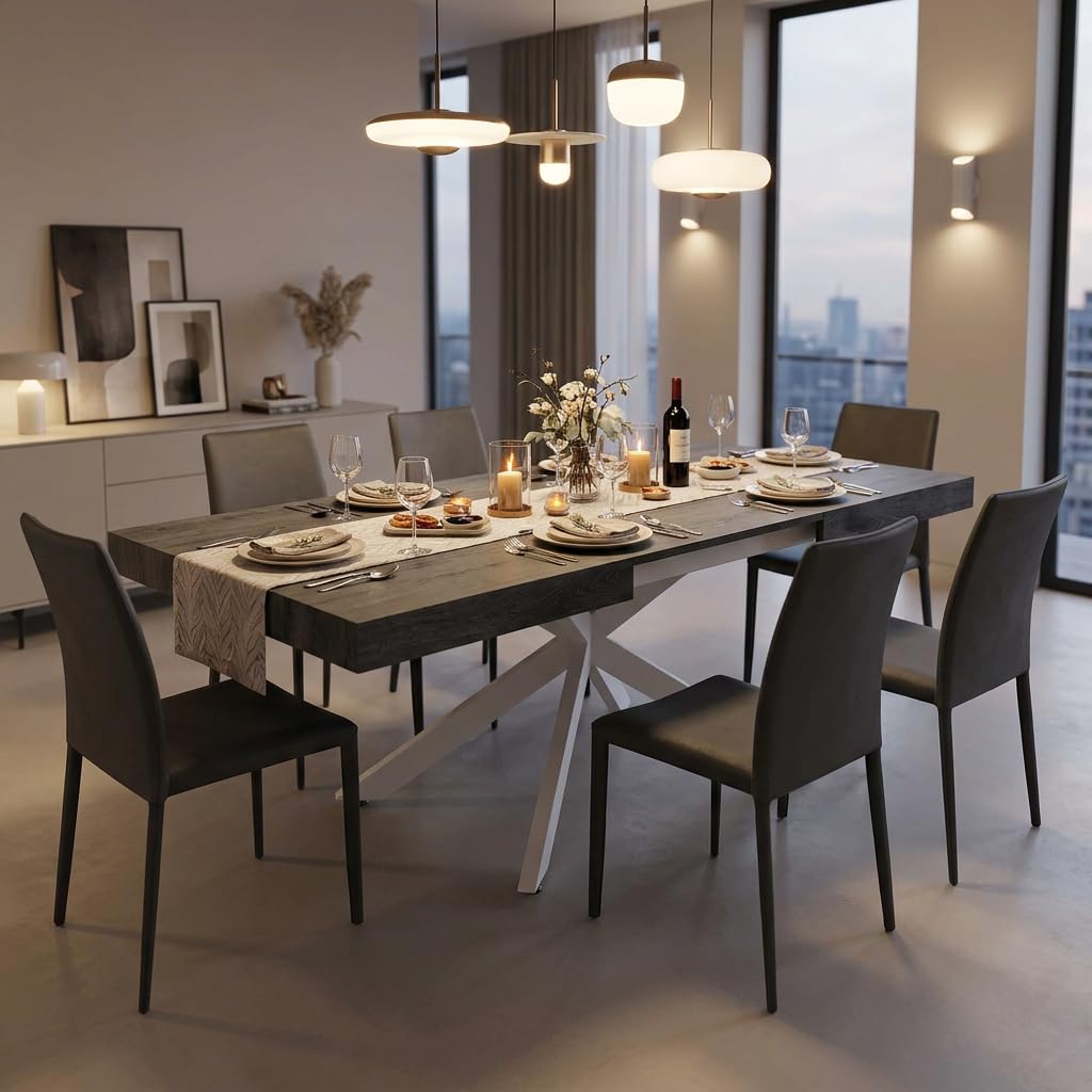 Tavolo da pranzo allungabile 160/240x90 - POTHOS Antracite