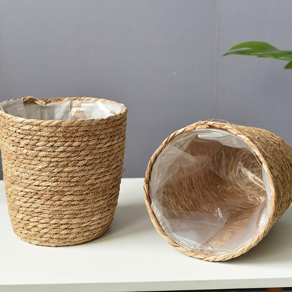 Panier Plante Osier SynthéTique Cache Pot Tissé Doublé Plastique pour IntéRieur ExtéRieur Balcon 8 7X5 9 Pouces Rangement Multifonction