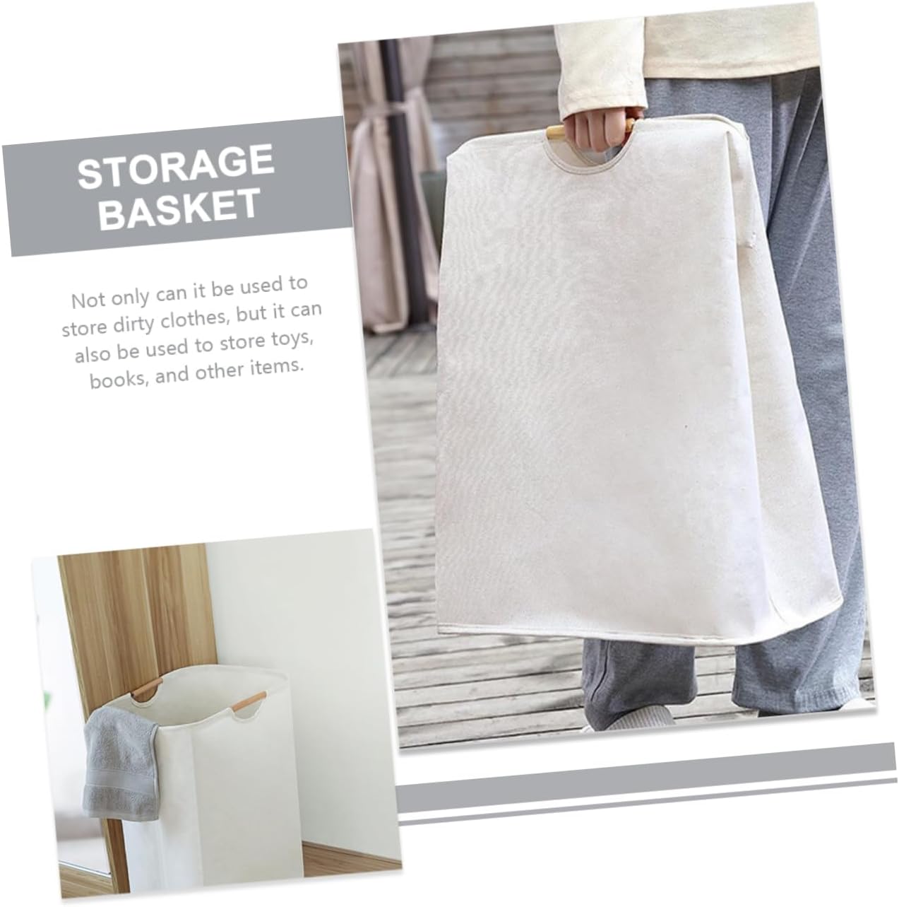 Foldable Large Capacity Laundry Hamper Basket for Bedroom Breathable Fabric Storage Holder for Dirty Clothes Multipurpose Collapsible Laundry Basket for Books