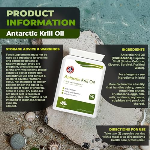 100% Antarctic Krill Oil Capsules 500mg | Natural Source of Astaxanthin & DHA | 1 Month Supply | Krill Oil with Powerful Antioxidant Astaxanthin and Phospholipids | 60 softgels Made for Hellenia - Image 4