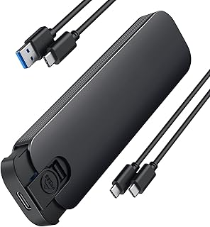 Viagkiki M.2 NVME SATA SSD Enclosure Adapter, 10Gbps USB 3.2 Gen 2 Aluminum Enclosure Reader, Tool-Free NVME External Enclosure Supports M&B+M Keys 2242/2260/2280 ( with USB C & USB A Cables)-Black