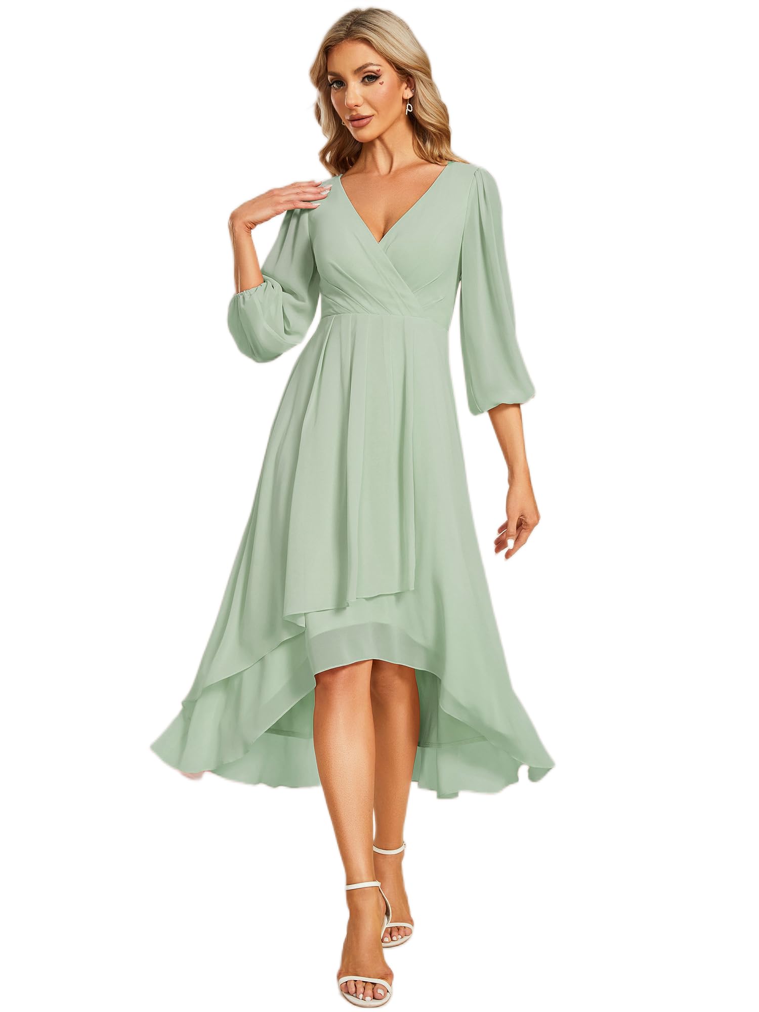 Ever-Pretty Elegante damesjurk voor ceremonies, lange mouwen, V