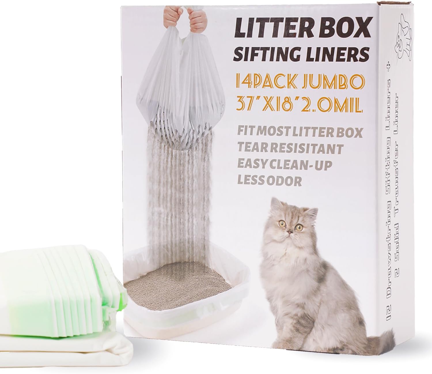 Pawsayes Sifting Cat Litter Tray Liners, 93cm*46cm XL Cat Litter Liners