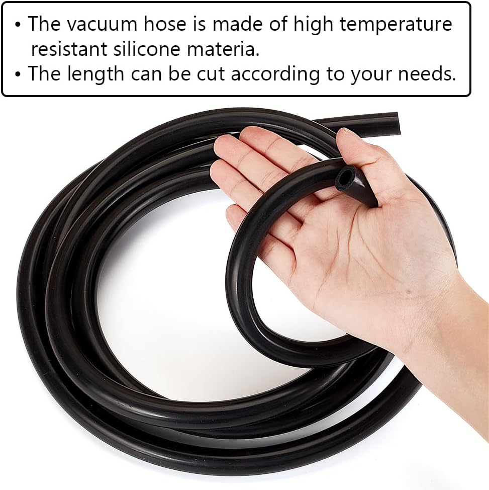 AHANDMAKER 9.8Ft Silicone Vacuum Tubing Hose, ID 3/8Inch(10mm), Black, 3m Roll, Automotive Replacement Vacuum Hose