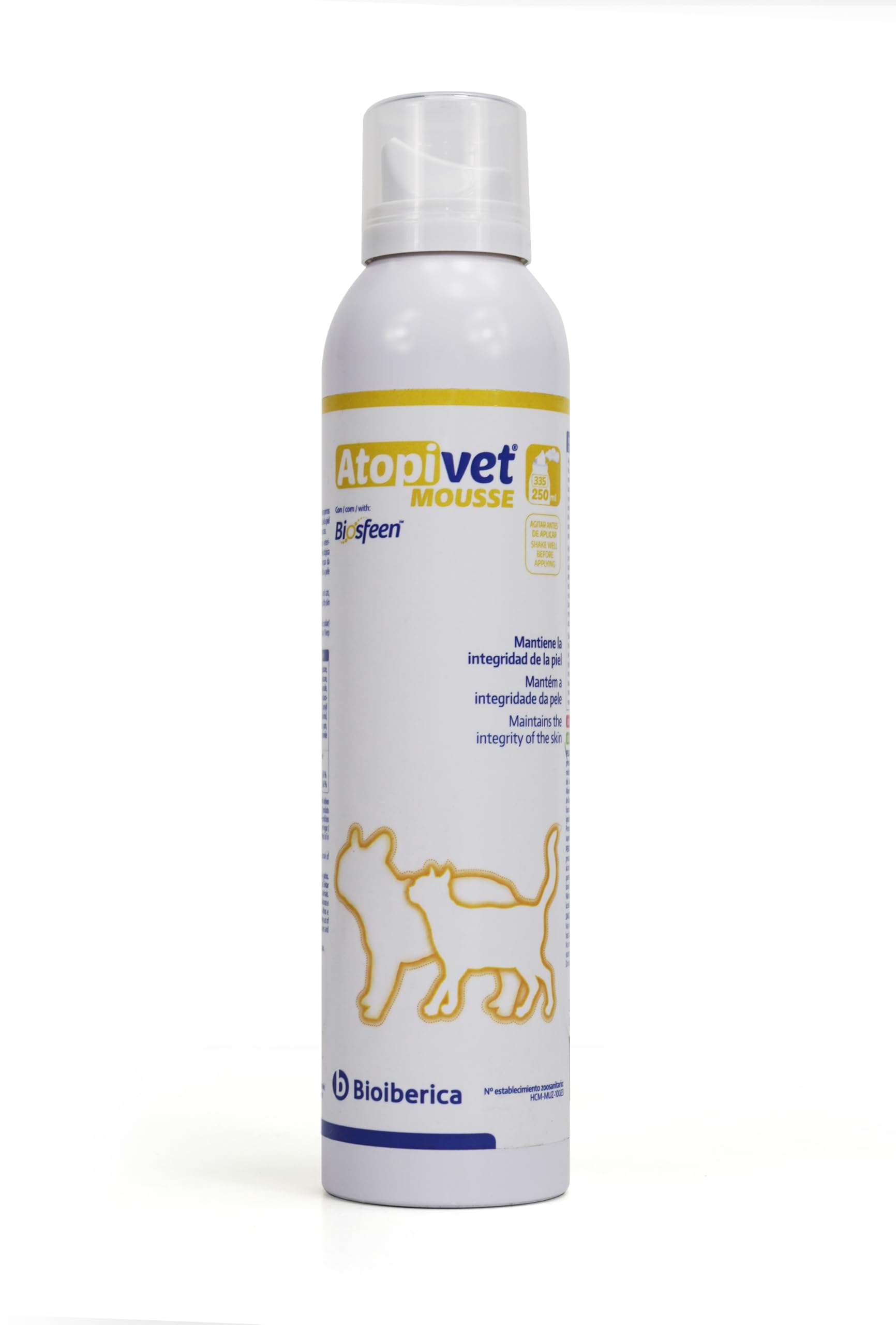 Bioiberica ATOPIVET Hund Katze Mousse 250 ml, Cotton, Standard, Einzigartig, 250