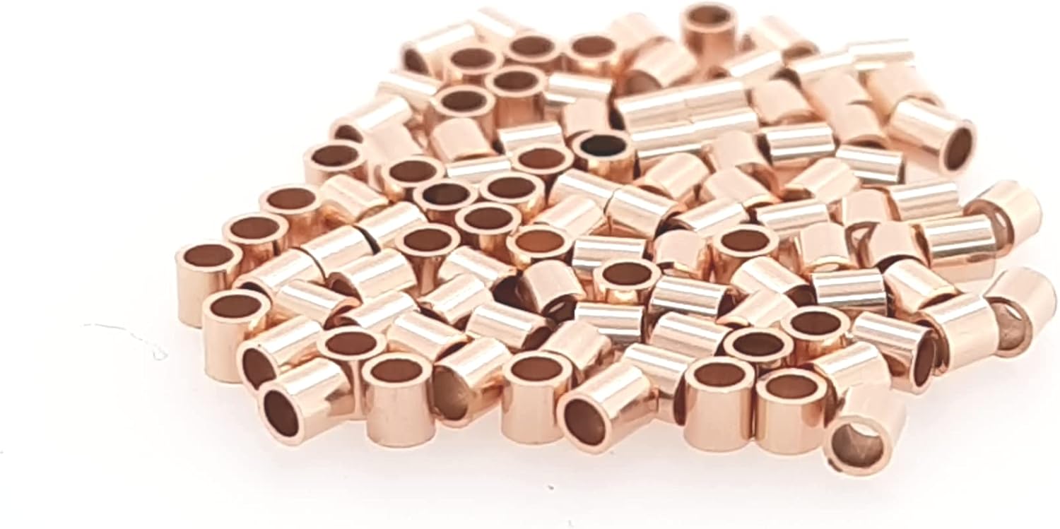 100pcs 14/20 Rose Gold Filled Tube Crimp Beads, 1 X 2MM, by CRAFT WIRE - Image 6