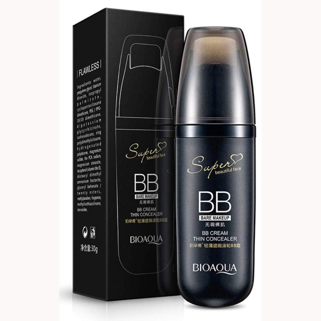 BIOAQUA Bb Cream Thin Concealer Flawless Super Beautiful Face Bare Makeup Cover Pores Brightening Keep Your Skin Hydrated (#02 Ivory White)