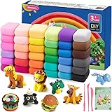 Moseem Air Dry Clay Kits, 36 Coloured Modelling Clay for Kids with 3 Tools & Project Booklet,Safe and Non-Toxic,Ultra Light Clay,Creative Art DIY Kids Art Crafts for Boys & Girls
