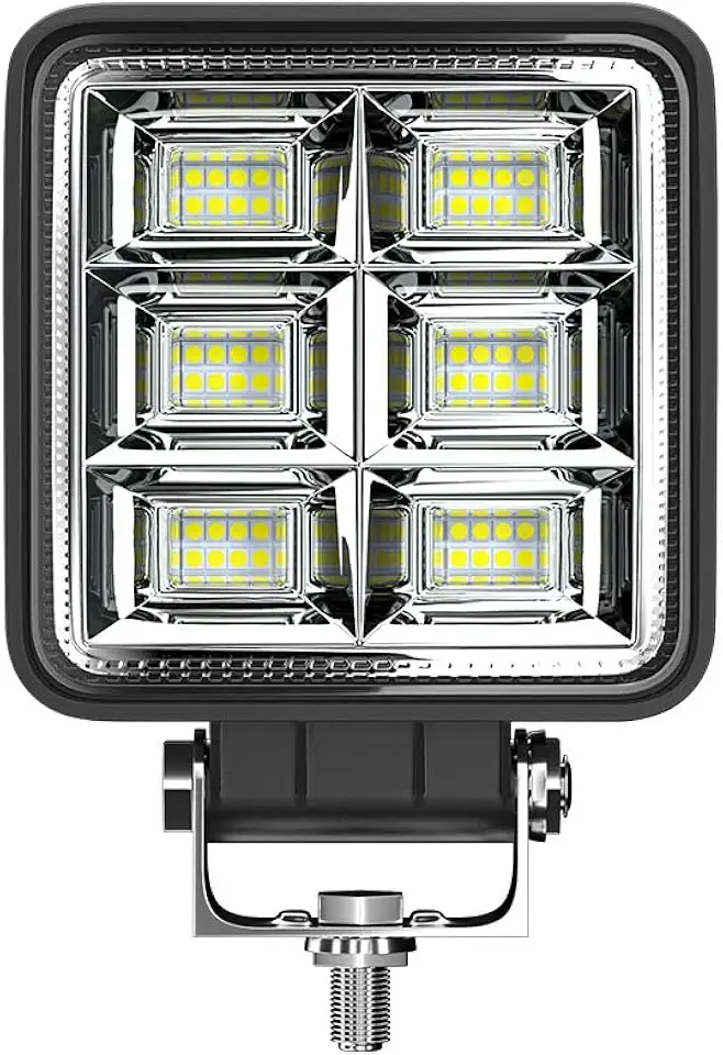 Farol de Milha Auxiliar Universal Quadrado Automotivo10-30V Bivolt 144W Super Forte, Longo Alcance 48 Leds, Para Carro Moto Caminhão Off Road Trator Maquina