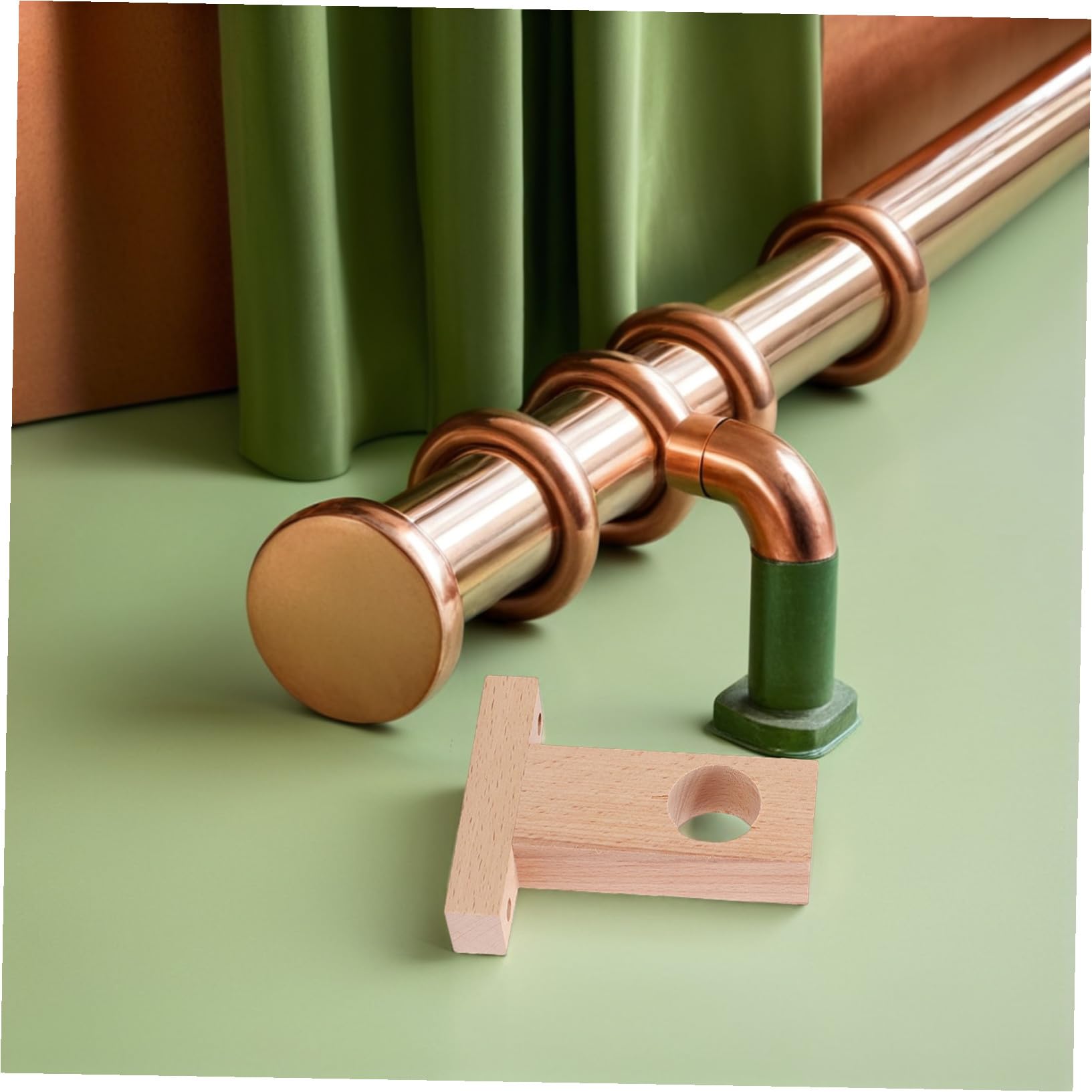 Happyyami Supporti per Bastoni per Tende in Legno 4 Pezzi, Facile da Installare e Resistente, Adatti per Soggiorno e Sala da Pranzo, Diametro Interno 2,5-3cm