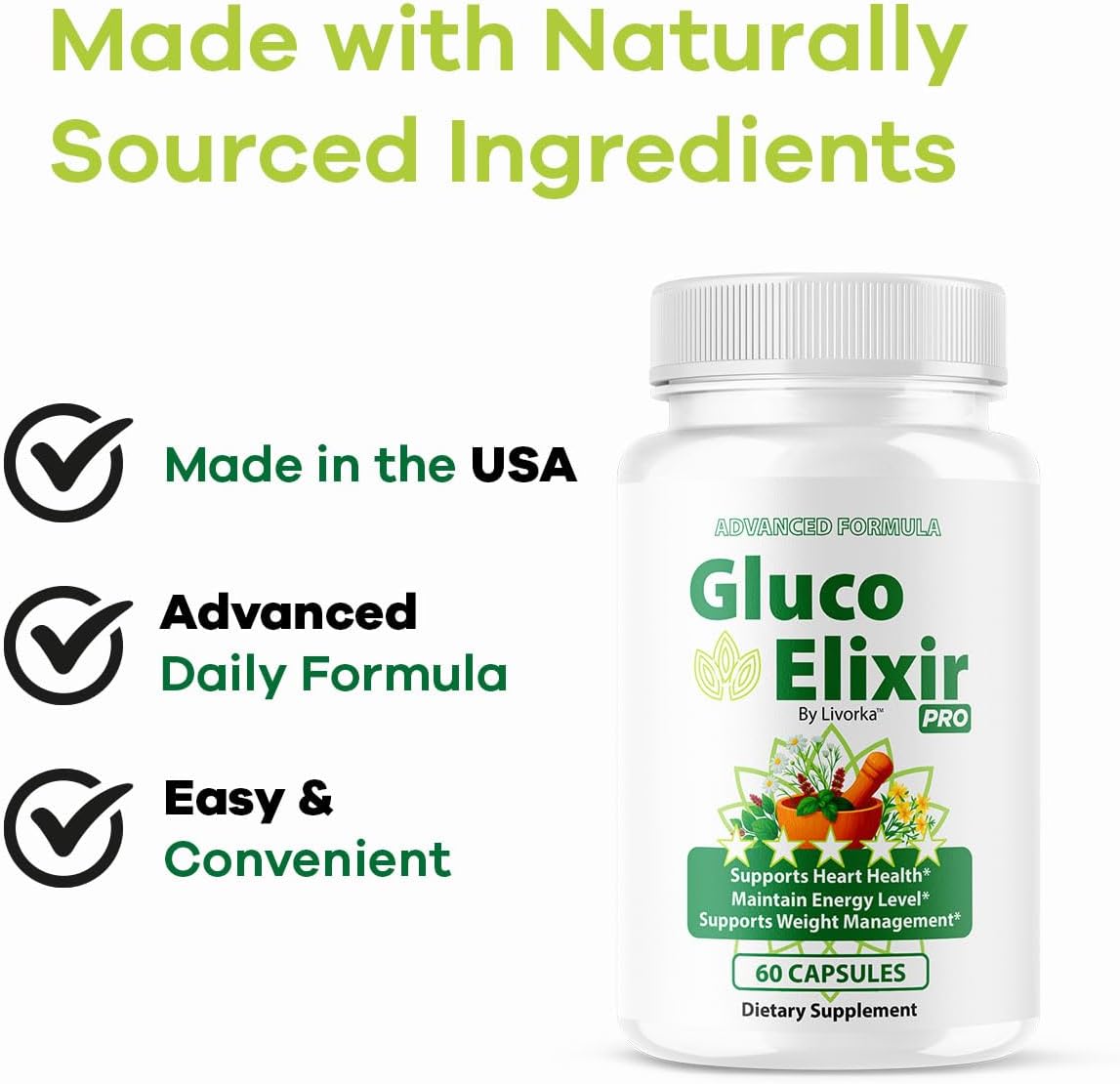 GlucoElixir Pro Capsules - Official GlucoElixir Pro Blood Health Support Advanced Formula Pills - Maximum Strength, Natural Vitamins for Overall Health & Wellness, 60 Capsules for 1 Month - Image 5