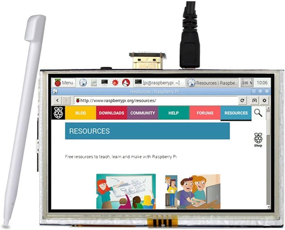 TFT LCD Display 5 Inch 800×480 Touch Screen Monitor HDMI Module with Touch Function for Raspberry Pi B+/2B/3B+Banana Pi Windows 10 8 7