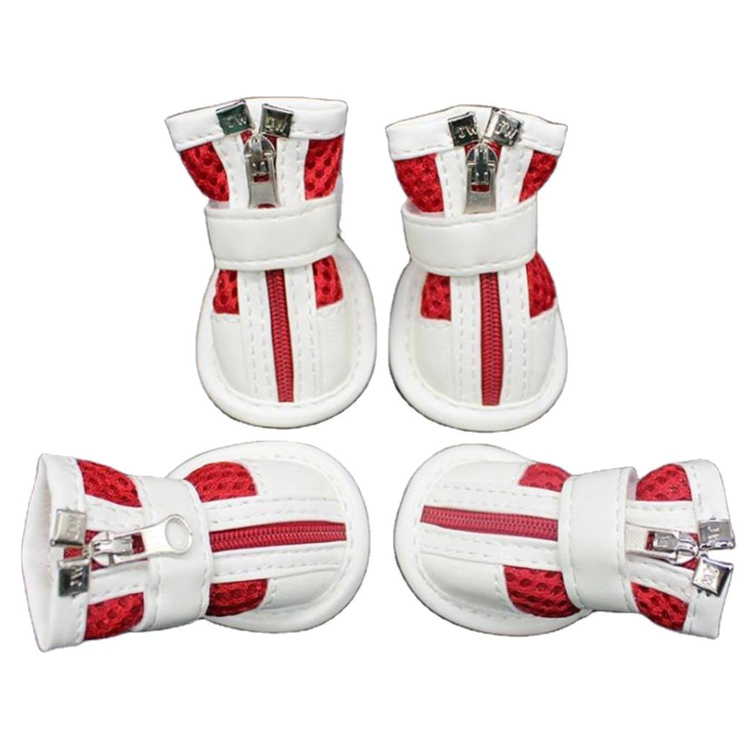 Subaka Puppies Dog Shoes for Hot Pavement Summer Breathable Mesh Boots Adjustable Non Slip Zipper Pet Dogs Booties White PU Paw Protector (Red, 6 NO.) (B0DGL1BWBZ) Amazon Price History, Amazon Price Tracker