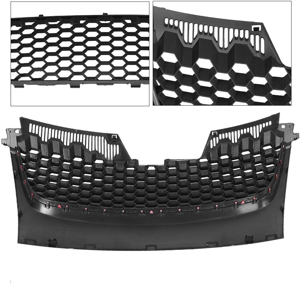 KIMISS Car Bumper Lower Grill Kit, for GOLF for GTI MK5 for Jetta 5 2006-2009, Includes 1PC Bumper Grill, 2PCS Fog Light Grills and 1PC Lower Grill