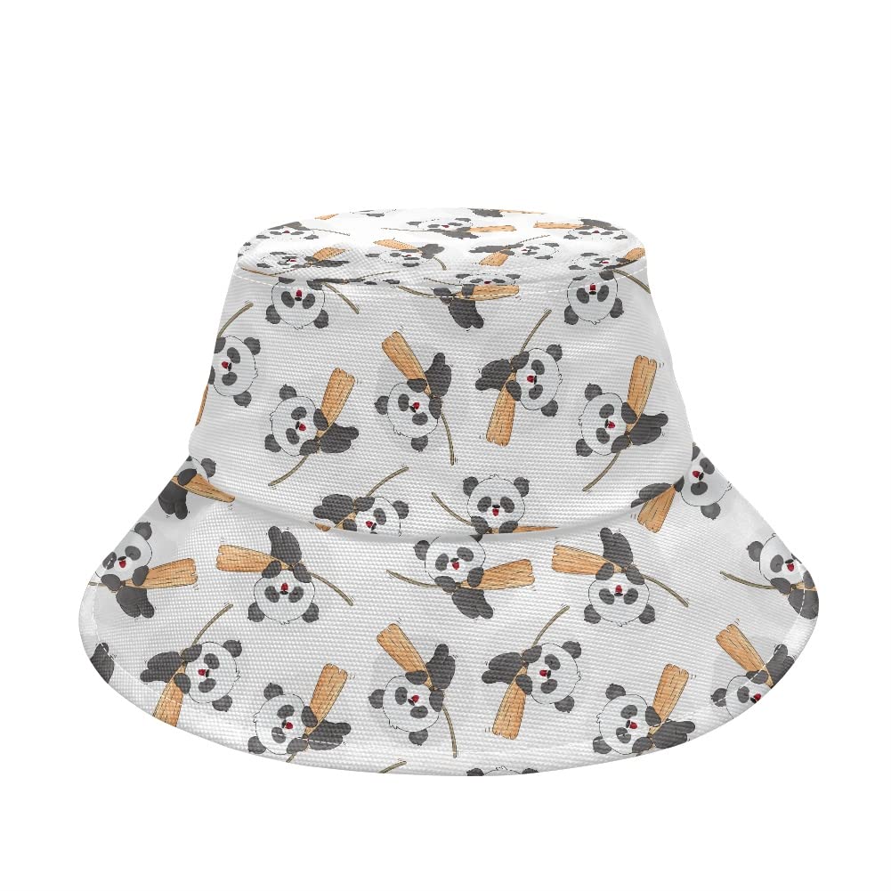 Kuiaobaty Unisex Packable Bucket Hat Women Men Kids Travel Sun Hat Cute Panda Print Sun Cap