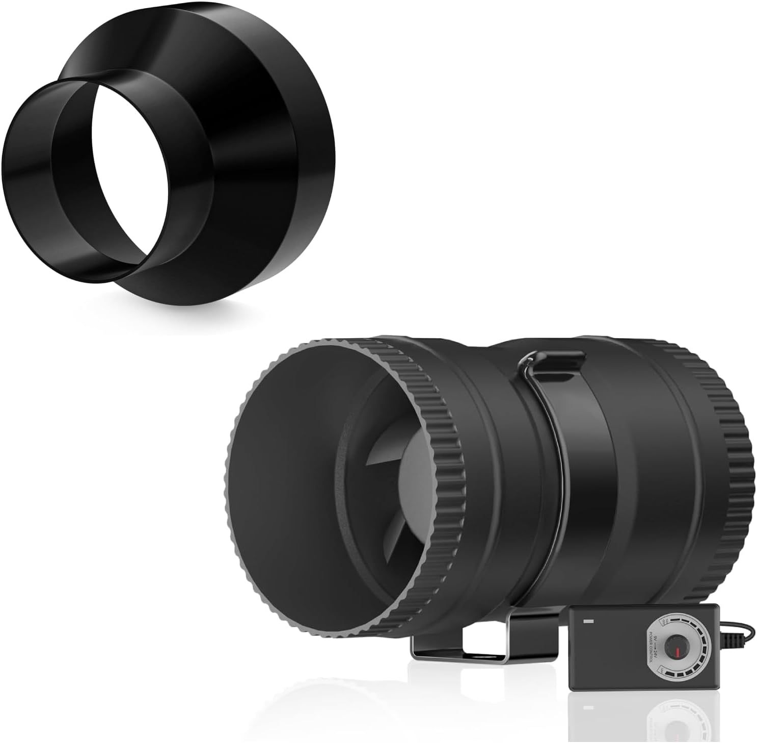 Hon&Guan Product Image 3 Inch Inline Blower Fan with 4 to 3 Inch Duct Reducer