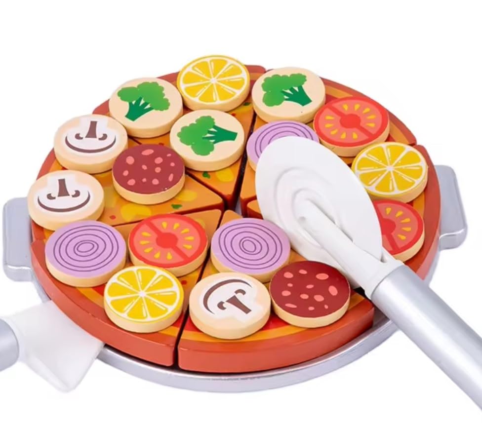 TOYARTSY Kids Pretend Play Simulation Wooden Sticky Pizza Kitchen Food Play Set – Cutting & Role-Playing Toy for Toddlers | Interactive Play Food for Imaginative Kitchen Fun (B0C5CXTF8B) Amazon Price History, Amazon Price Tracker