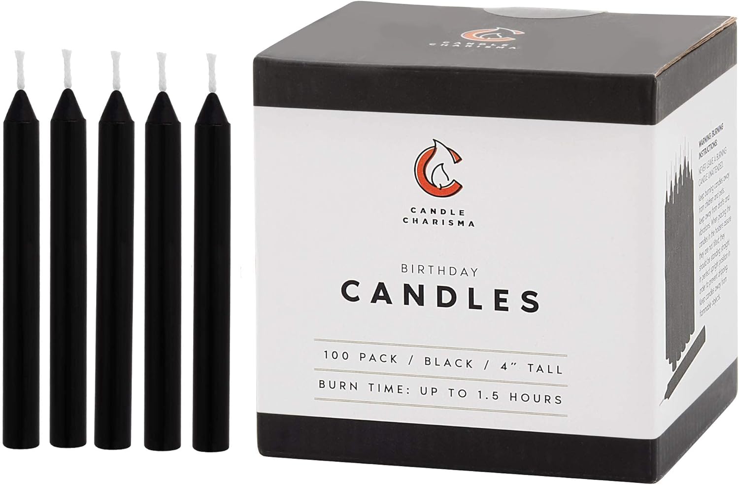 Candle Charisma 100 Black Spell Candles 4" Unscented