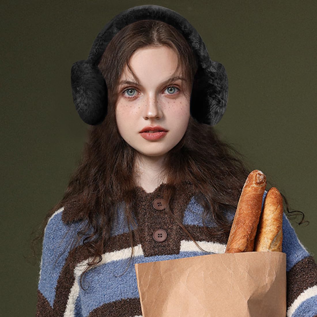 Harssidanzar paraorecchie invernali in vera pelliccia per uomo donna, paraorecchie in vera pelliccia,paraorecchie in pelle di pecora, paraorecchie pieghevoli, paraorecchie da esterno,HU301EU