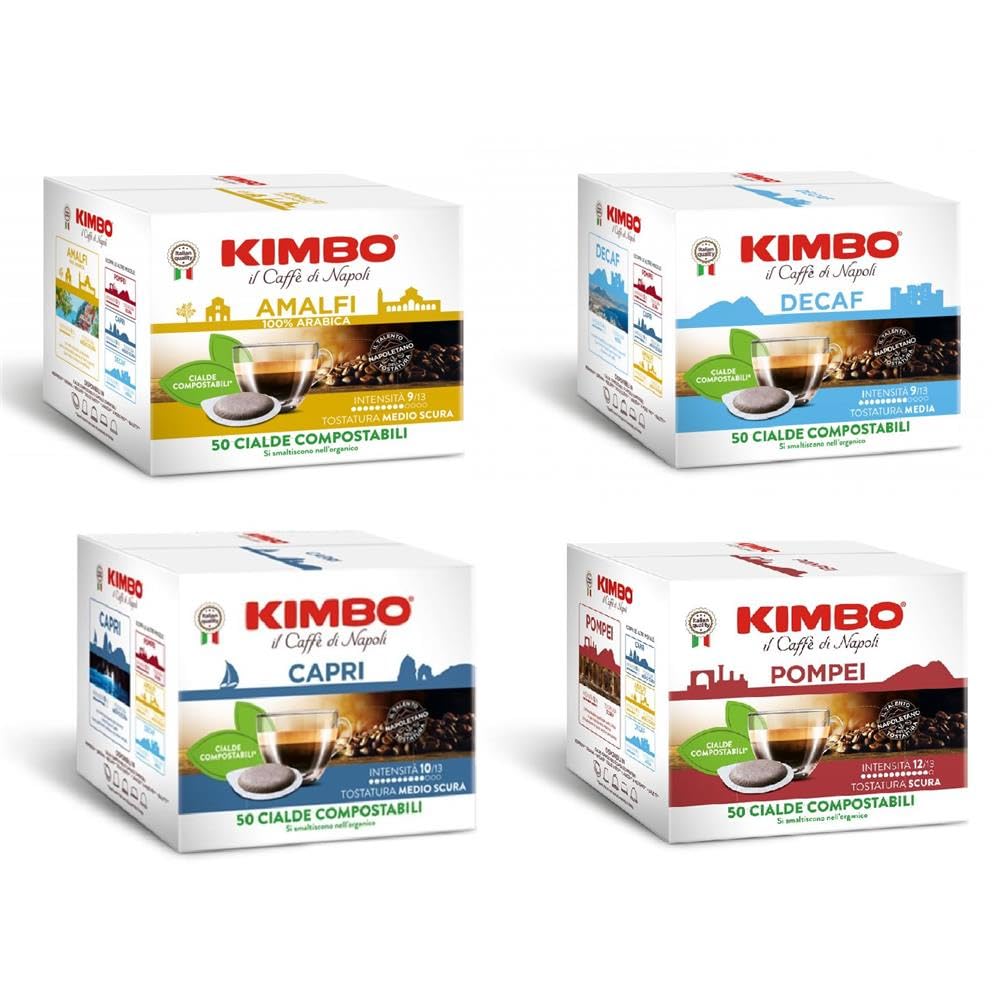 Kimbo AMALFI CAPRI DECAF POMPEI Mixset 44mm 200 ESE Pads Kaffeepads Kaffee
