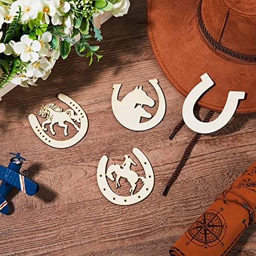 Wooden Horseshoes Cutout For Crafts Diy Unfinished Wooden Horseshoes Christmas Cowboy Decor Western Party Decor Blank Horseshoe Wood Horse Cutout Western Craft Supplies Discs Slices(48 Pcs) #TOP2