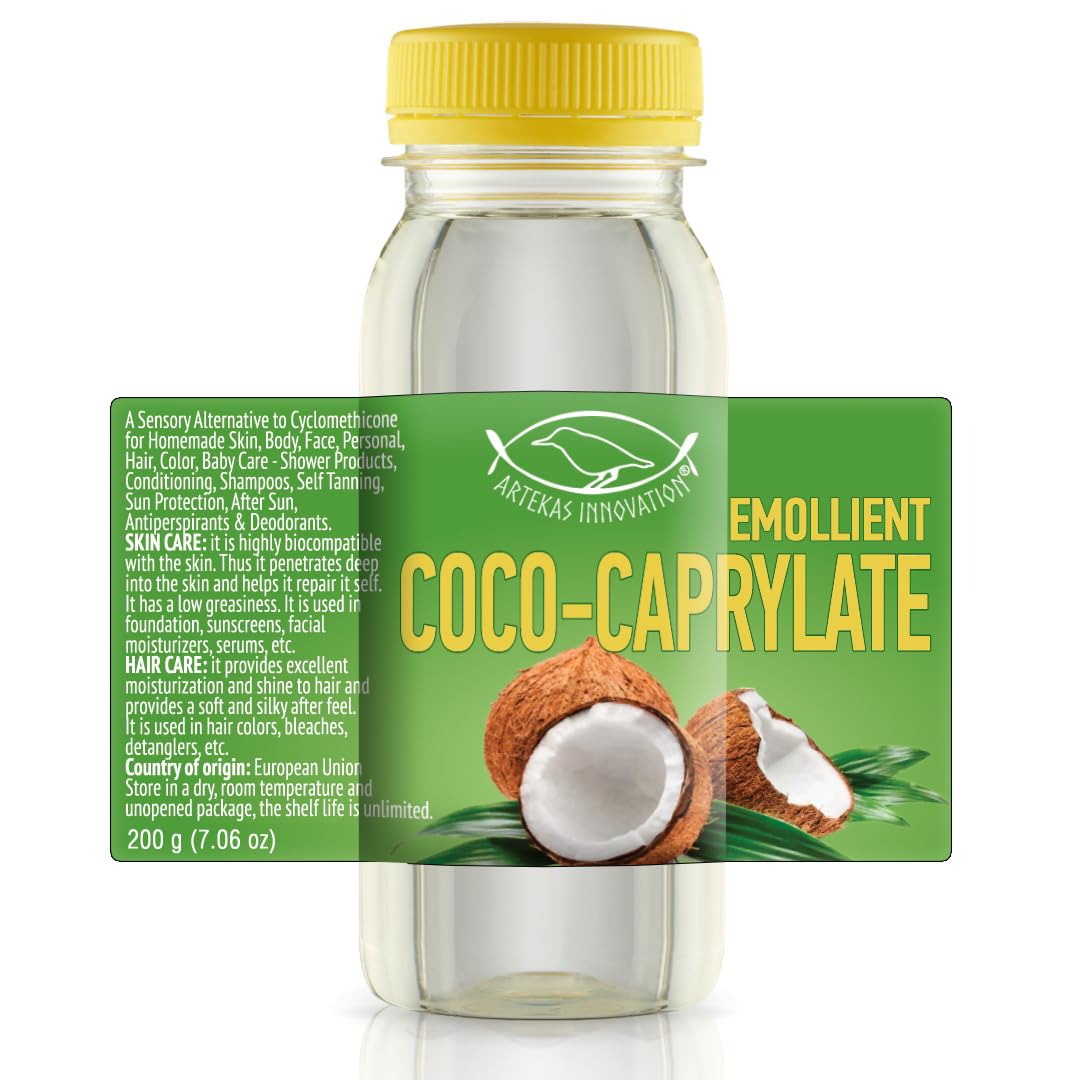 COCO-CAPRYLATE - Emollient - Liquid - 200 g (7.06 oz) - For Formulations and DIY Skin, Body, Face, Personal, Hair Care - Shower Products, Conditioning, Shampoos