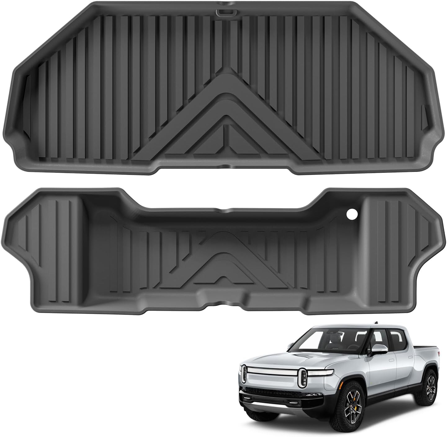 SMABEE Fit for Rivian R1T Front Trunk Mat TPE All Weather Front Frunk Mat Cargo Mat for Rivian R1T 2026 2025 2024 2023 2022 Accessories Interior Upper Lower Liner Storage Mat