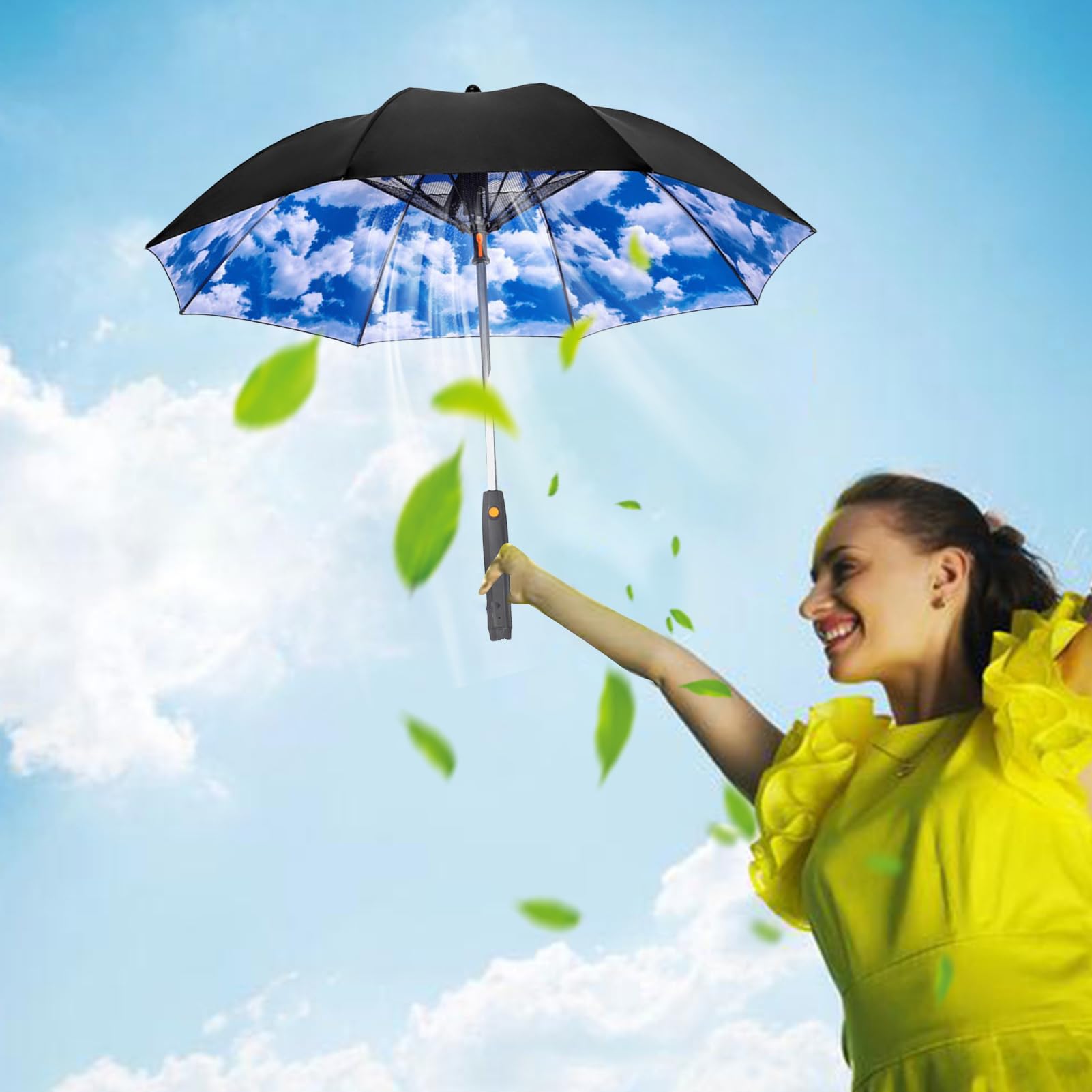 Parapluie anti-UV avec ventilateur | Parasol rafraîchissant avec