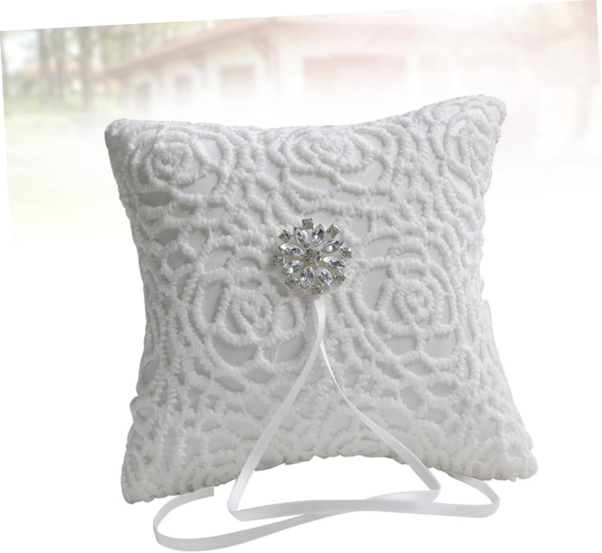 Ciieeo Elegant Lace Ring Pillow for Wedding Bridal Ring Pillow Ring Bearer Pillow Lace Decor for Wedding Supplies