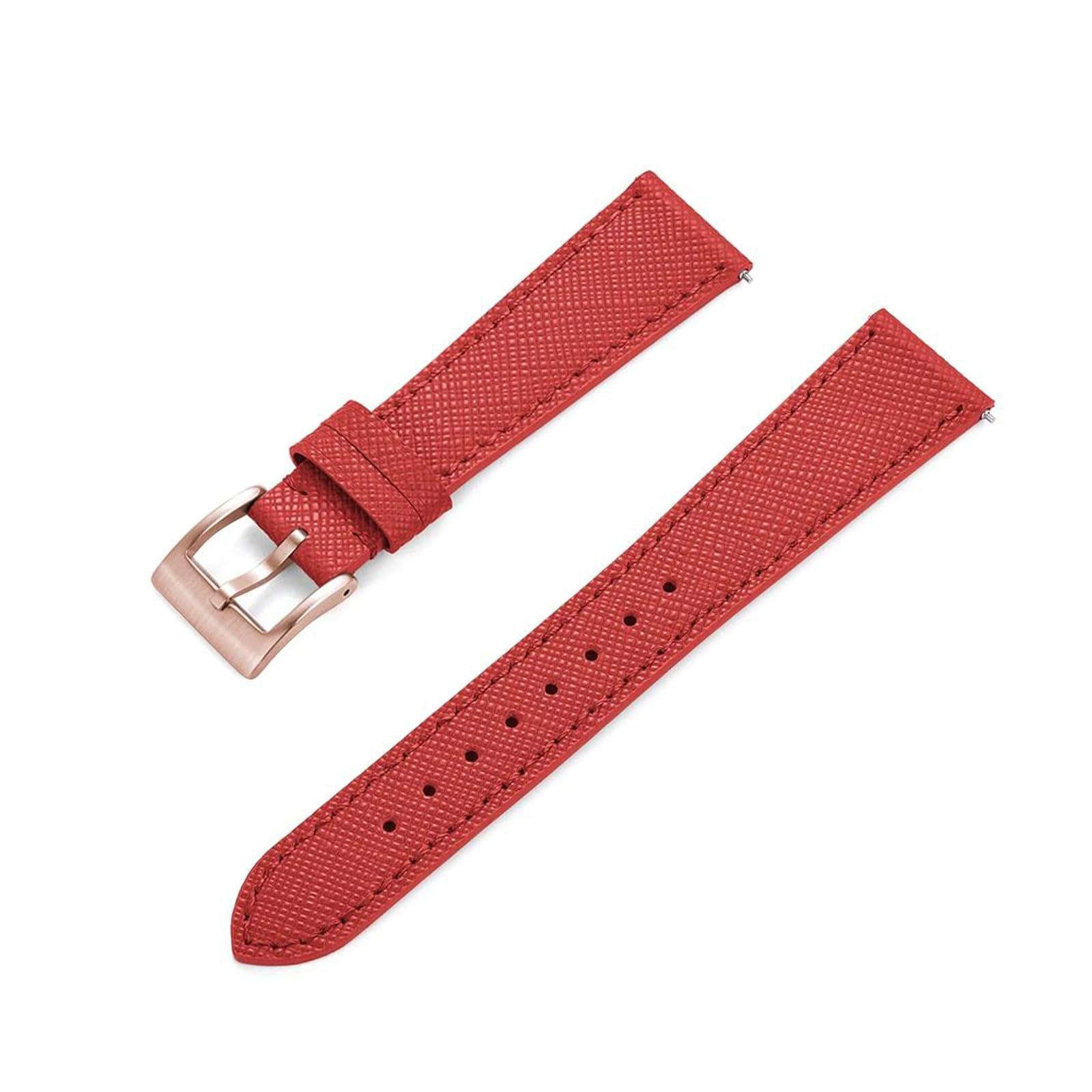 Correa de cuero genuino transpirable con hebilla oro rosa de 24 mm 8