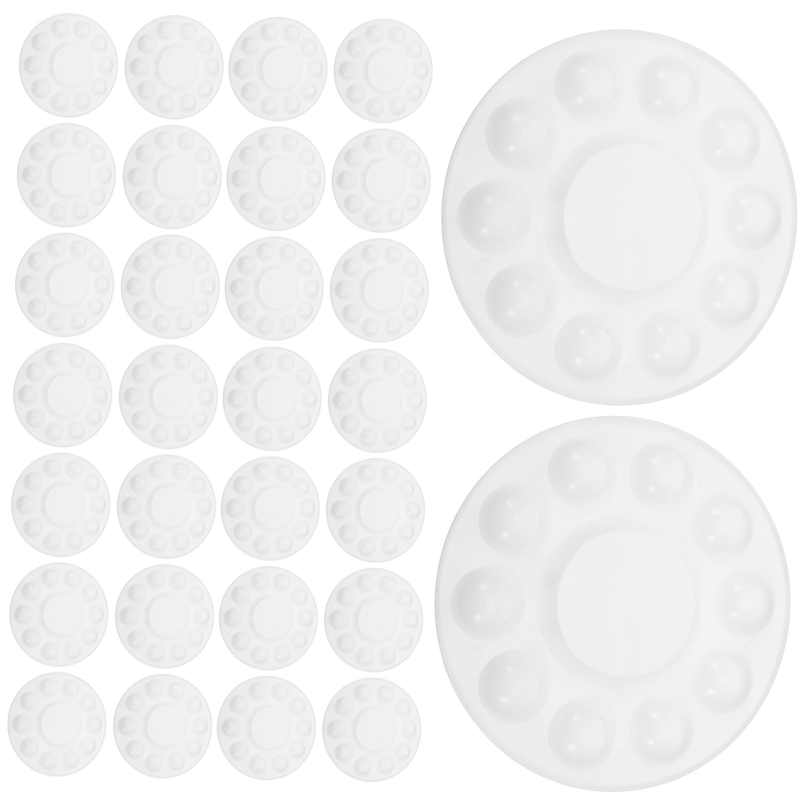 Homoyoyo 50 Pièces Palette de Peinture Ronde Plastique Palette Aquarelle Alvéoles Plateau Mélange Couleurs pour Artistes et Étudiants Légère et Portable Facile à Nettoyer