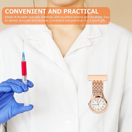 Miniatura 6 de ULTECHNOVO Reloj de enfermera con segunda mano para mujeres y hombres, reloj de solapa para enfermera, reloj de bolsillo de metal con clip en reloj