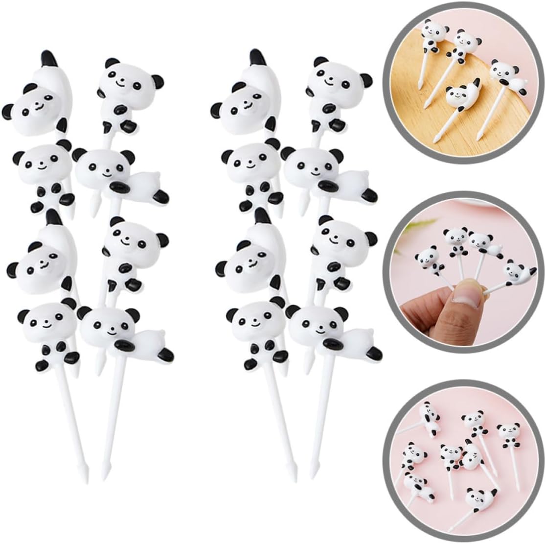 16pcs Cartoon Panda Food Picks Plastic for Fruit, Cheese, Bento Lunch