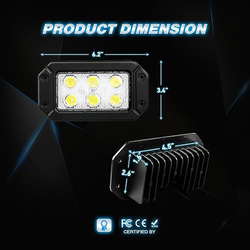 Miniatura 34 de Nilight - Combo de 2 cápsulas/barras de luz de trabajo LED de iluminación lateral, 6.5 pulgadas, 60 W, haz puntual/de inundación, antiniebla, para 2