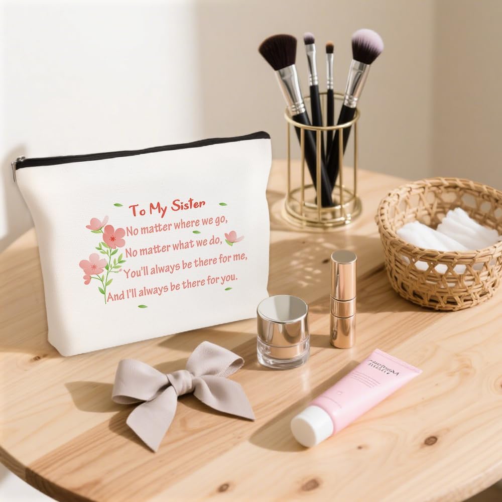 Sister Christmas Gifts, Best Sister Makeup Bag Cosmetic Bags Galentines Day Mothers Day Birthday Christmas Valentines Day Gift Ideas Presents for Women - Image 4