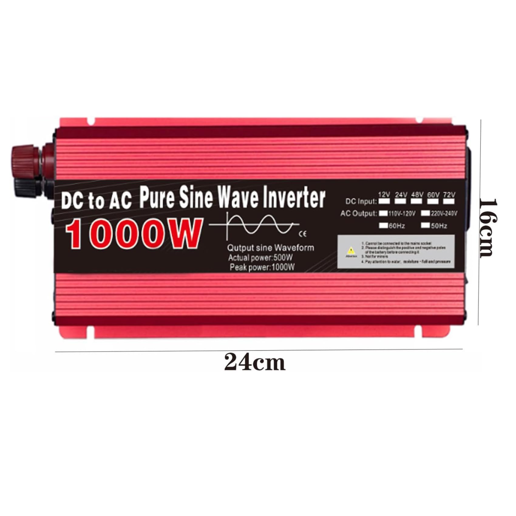 12v to 110v,24V na 220V, przenośny samochodowy inwerter ładowarka przetwornica 1000W, DC12V/24V/48V/60V na AC 110V/220V, inwerter o czystej fali sinusoidalnej do telefonu/laptopa/aparatu