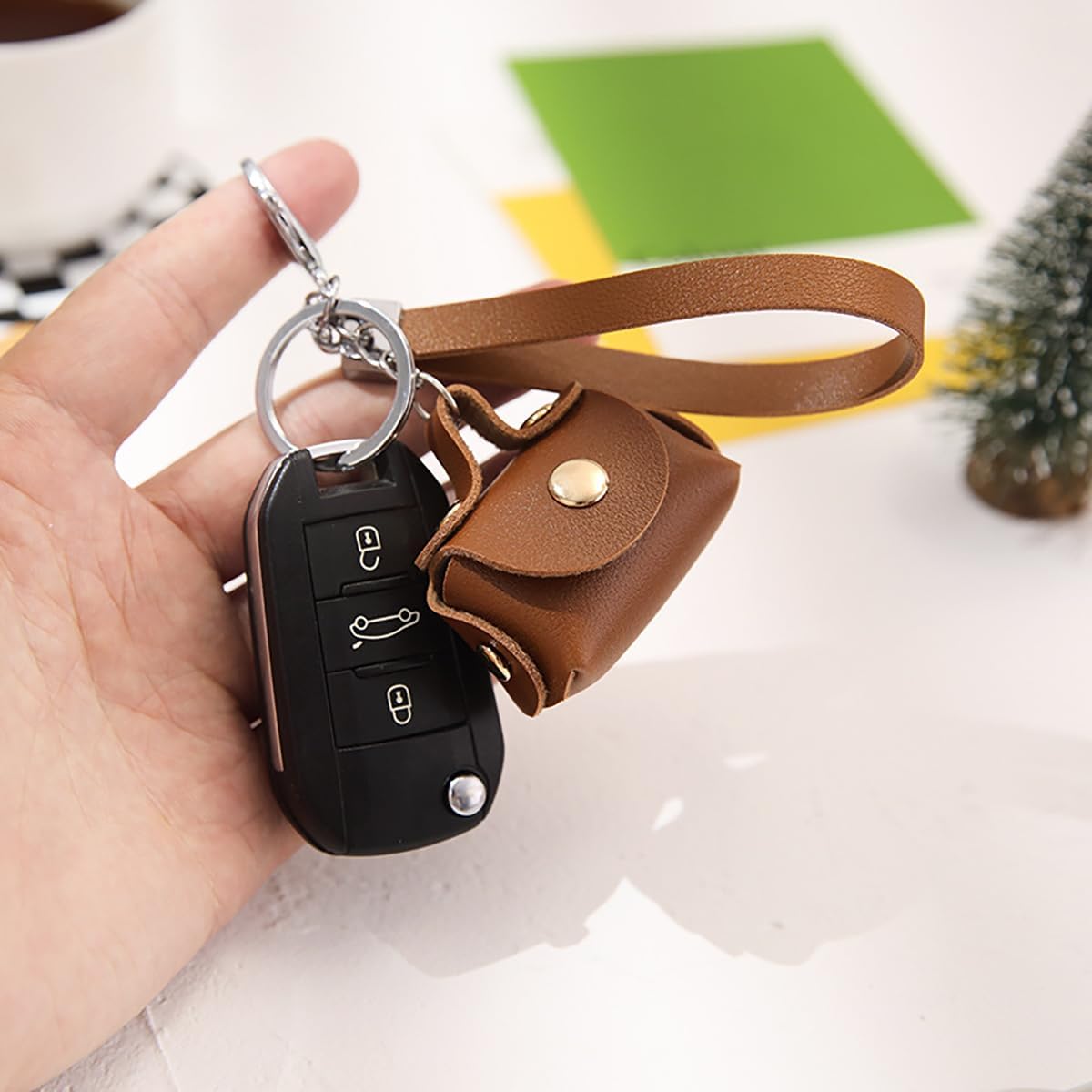 6 Pcs Mini Handbag Keychains, Mini Coin Purse Keyring PU Leather Backpack Key Chain Earbud Bag Charm Pendant for Women - Image 2