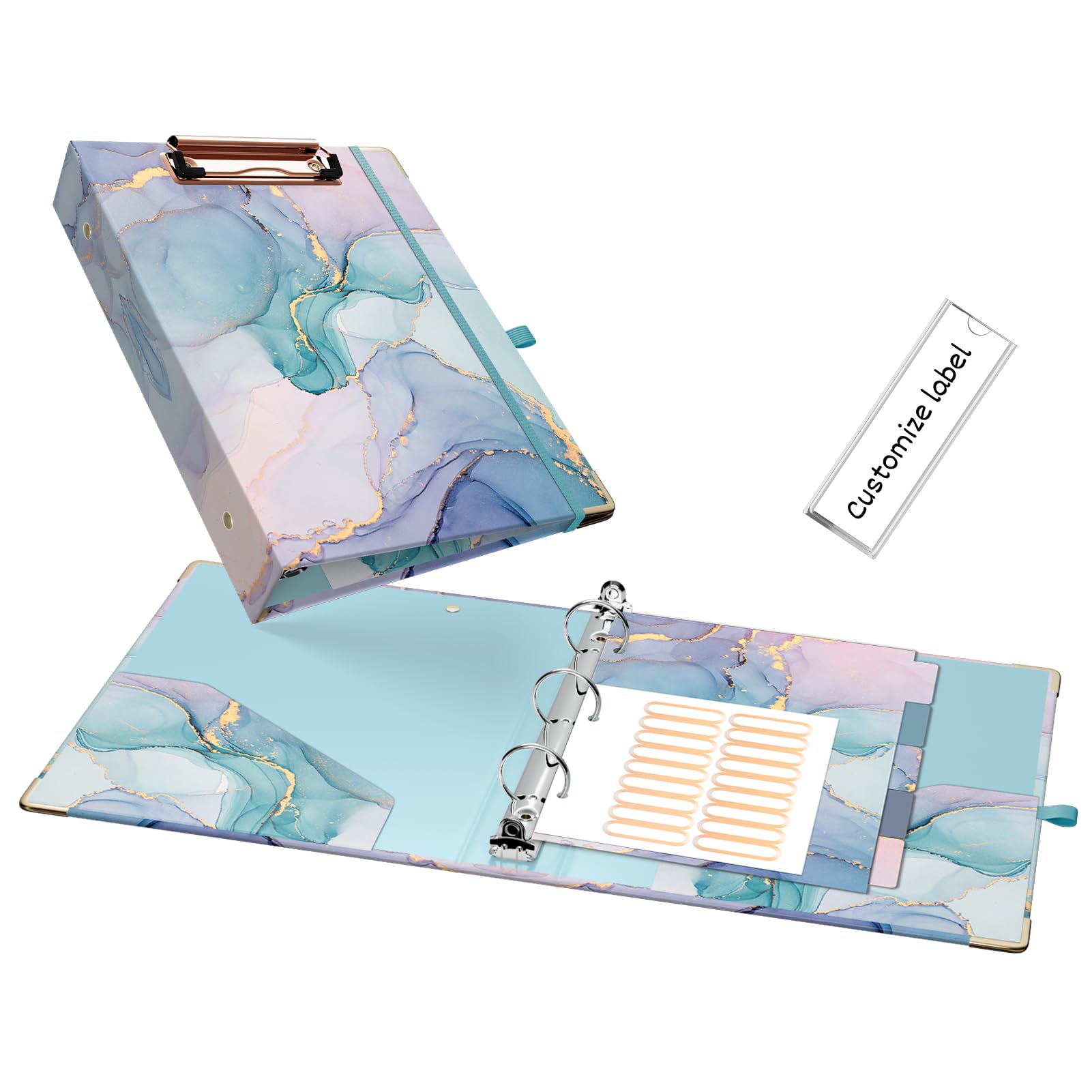 EYROZILL Mini Binder with Clipboard,3 Ring 1 Inch, for 5.5" x 8.5" Paper.A5 Binders with 5-Tab Dividers for School Office Supplies and Home, Green