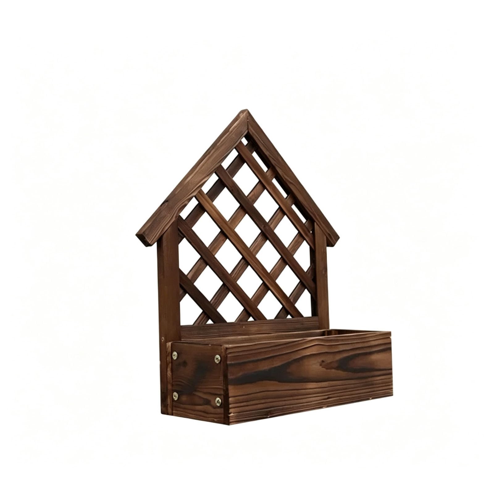 Mavoli Fioriera Da Parete In Legno Massello Carbonizzato, Portafiori Decorativo Rustico A Griglia, Vaso Per Piante Resistente Alle Intemperie Per Interni Ed Esterni, Balcone, Patio E Giardino.