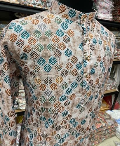 Image of FOXDX Men's Traditional Cotton Floral Printed Only Kurta