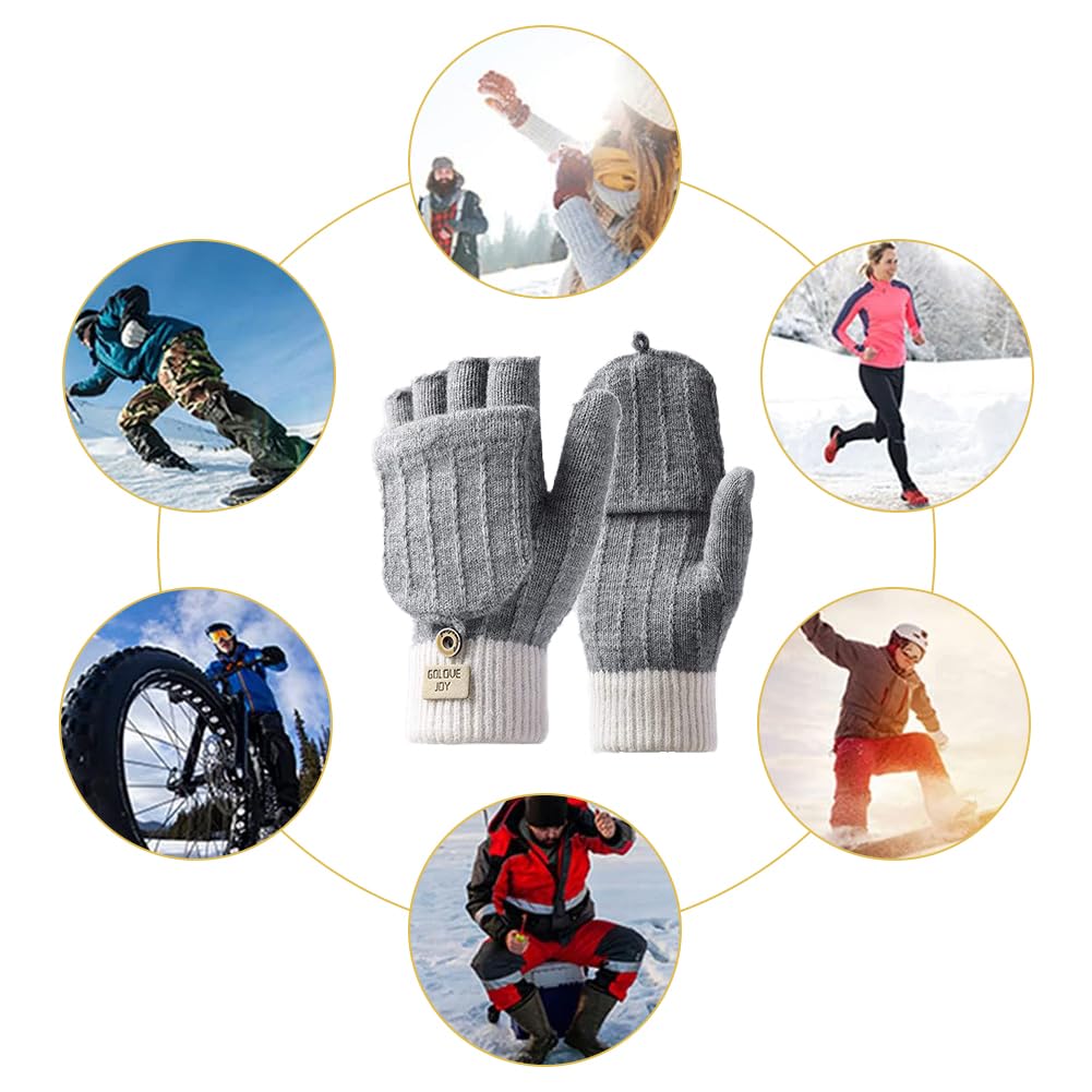 SJTJSPX Mitaines Femmes Gants Convertibles Gants Demi-Doigt Avec