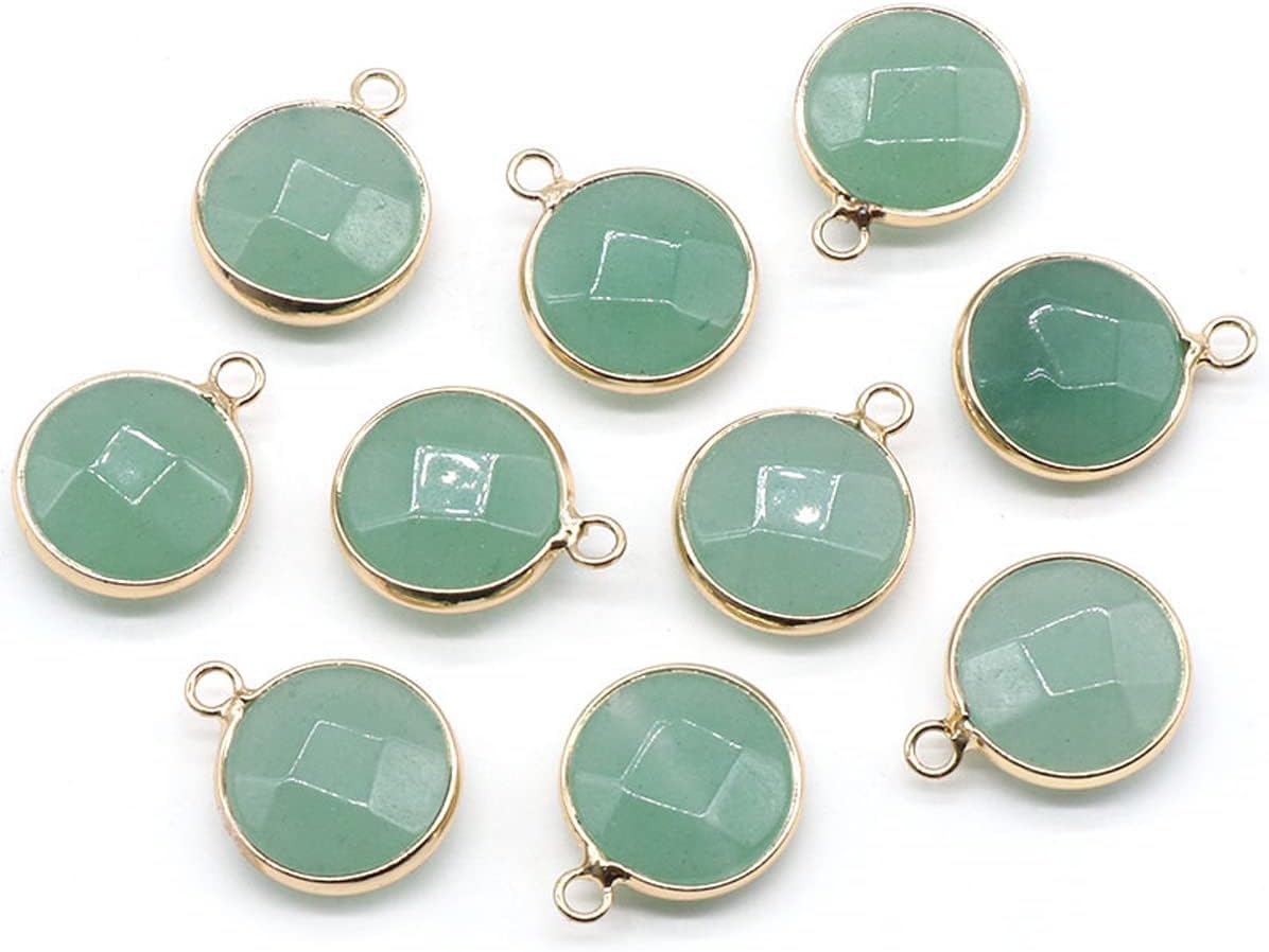 QSLLER 10pcs Natural Crystals Stone Pendants White Turquoise Jade Section Round Small Charms For Bracelets Earrings DIY Jewelry Making - Image 6