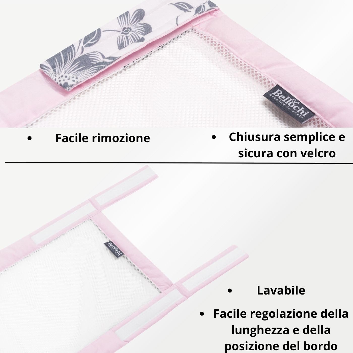 Bellochi Paracolpi Lettino 360 cm - Certificato OEKO TEX - Paracolpi Culla Universale in Morbido - Paracolpi per Letto Reversibile per Materasso 120x60 cm Pink Berry
