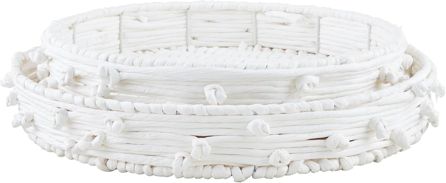 Mud Pie Knot Paper Rope Tray; small 3" x 17" dia | large 3" x 19" dia