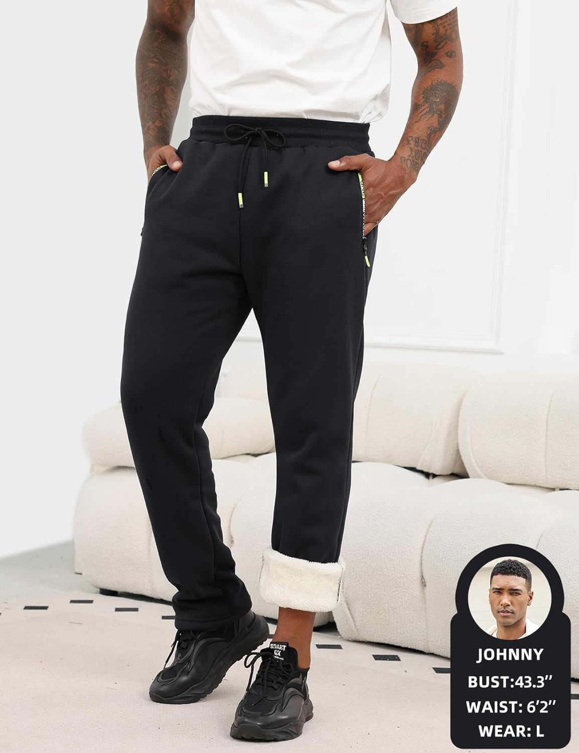 Gihuo Men's Fleece Sweatpants Sherpa Lined Athletic Winter Warm Sweatpants - Image 4