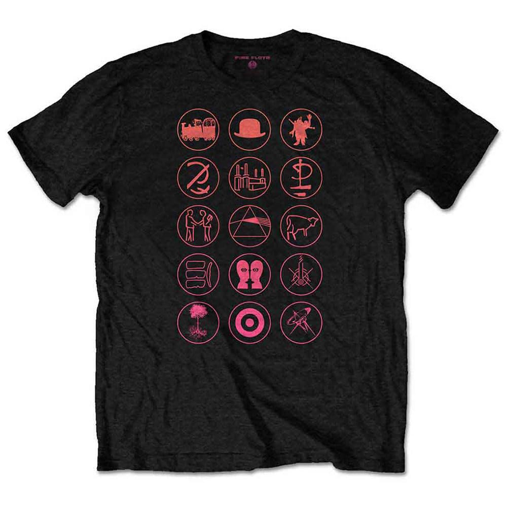 Rock Off Officially Licensed Products Men's Black Pink Floyd Symbols T Shirt Xl