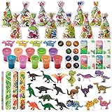 Dinosaur Party Favors Set,12 Pack Prefilled Goody Bags with Dinosaur Gift Tags,Filled with Dinosaur...