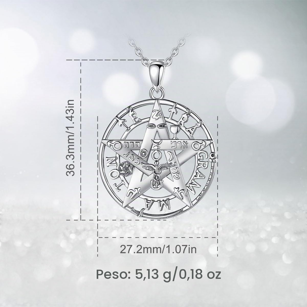CELESTIA Colgante Tetragramaton Plata de Ley 925 Collar Mujer Hombre Joyeria Bruja Amuletos de Proteccion Regalos Supernatural