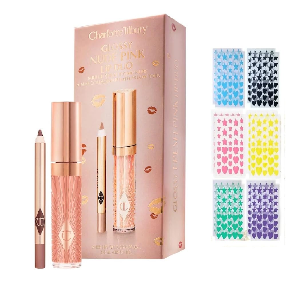 NAPH Charlotte Tilbury Mini Glossy Pink Lip Gloss Lip Liner Set Nude Pink Bonus Acne Patch 36 Pieces
