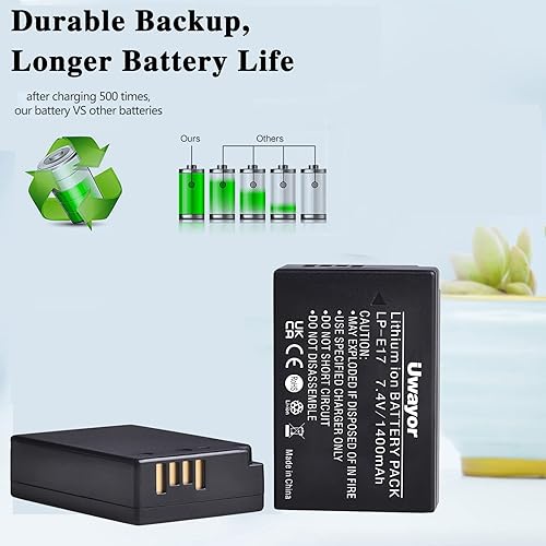 Miniatura 7 de Batería LP-E17 y cargador USB compatible con Canon EOS RP, R10, Rebel T6i, T7i, T8i, T6s, SL2, SL3, EOS M3, M5, M6, 200D, 77D, 750D, 760D, 800D,